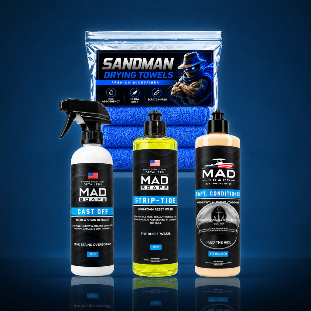 Mold Removal System: Sandman Drying Towels 3-pack with Cast Off, Strip Tide and Capt. Conditioner