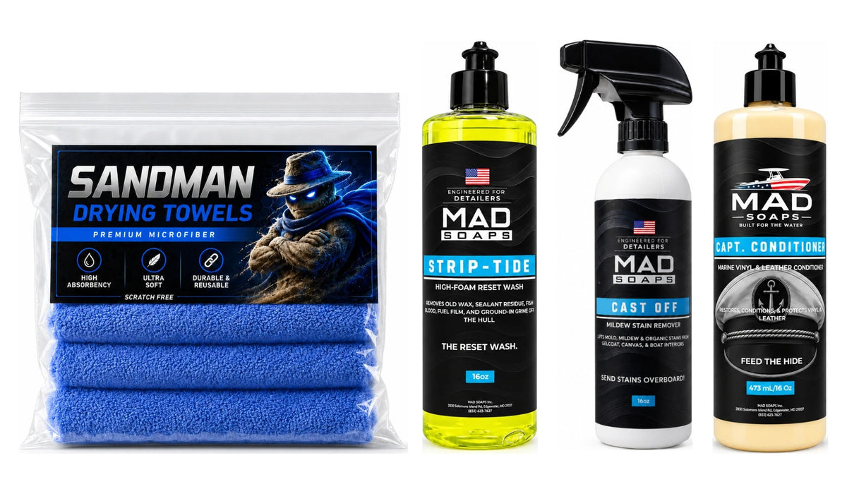 Mold Removal System: Sandman Drying Towels, Strip Tide, Cast Off and Capt. Conditioner